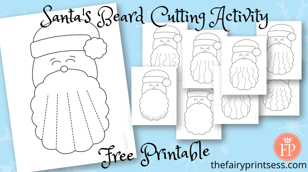 Santas beard cutting activity free printable set