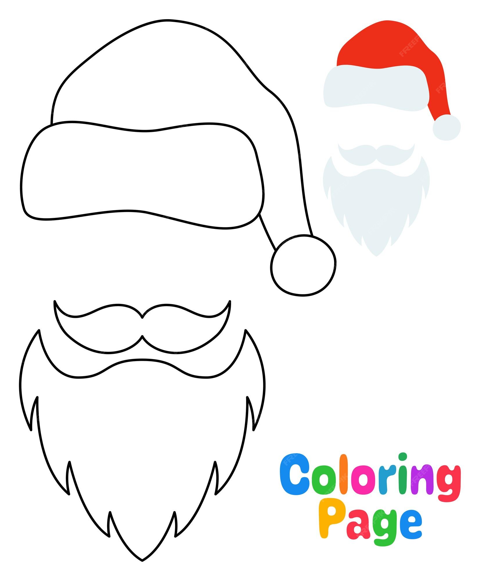 Premium vector coloring page with beard with christmas hat for kids