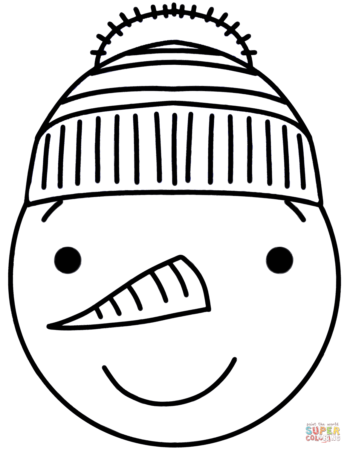 Snowman head coloring page free printable coloring pages