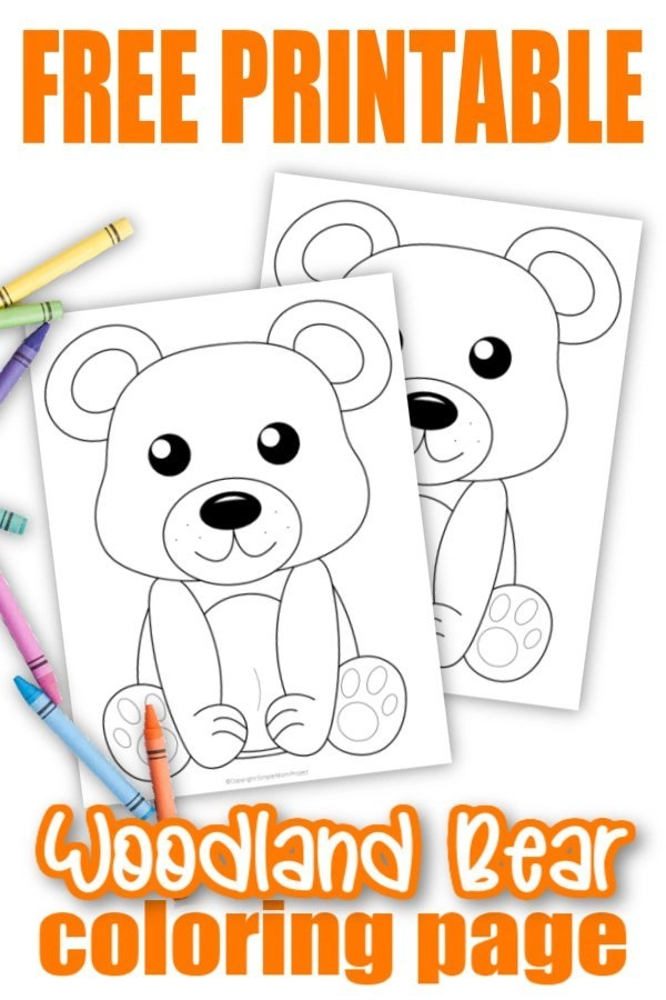 Free printable woodland bear coloring page for kids â simple mom project