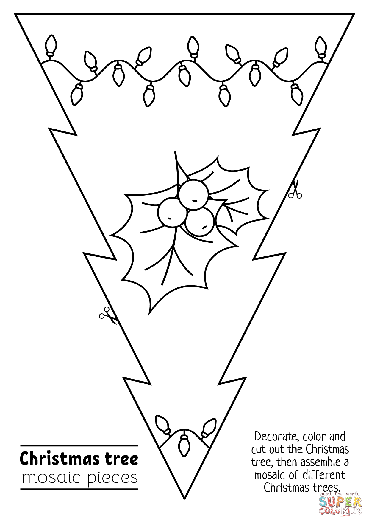 Tessellation christmas tree piece coloring page free printable coloring pages