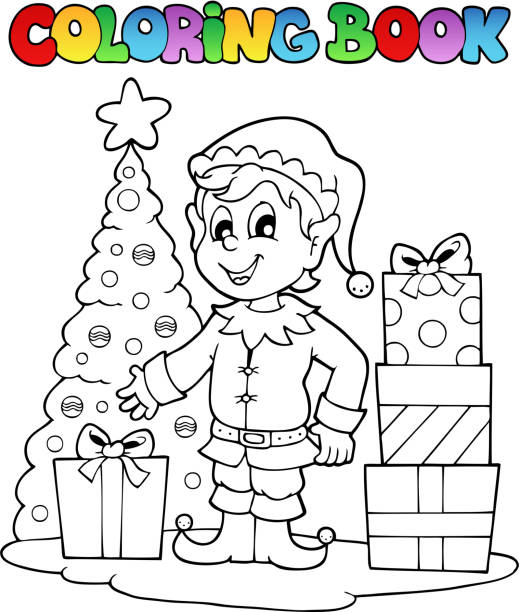 Christmas tree coloring page stock photos pictures royalty