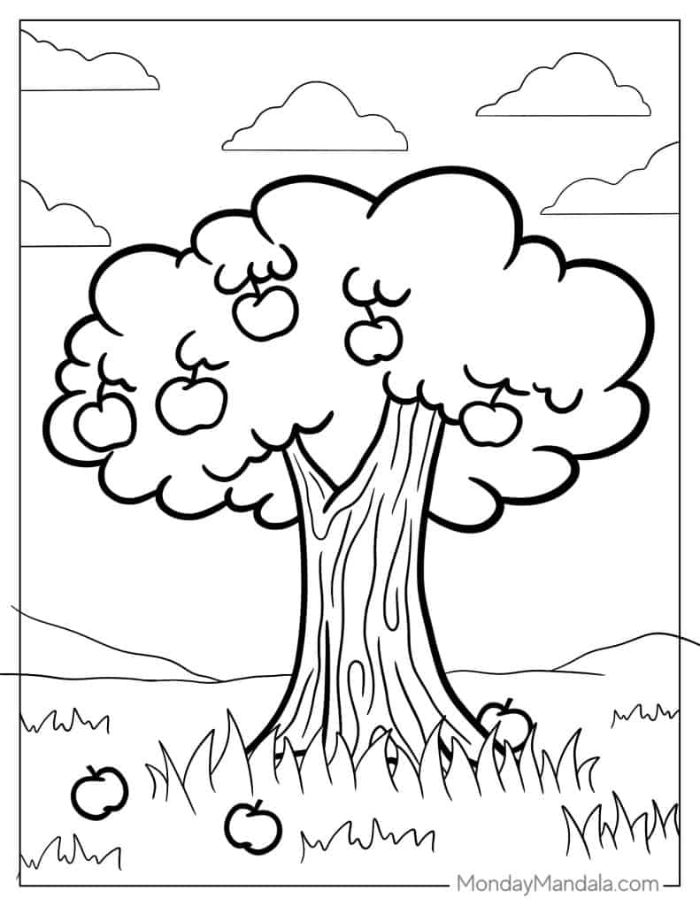 Tree coloring pages free pdf printables