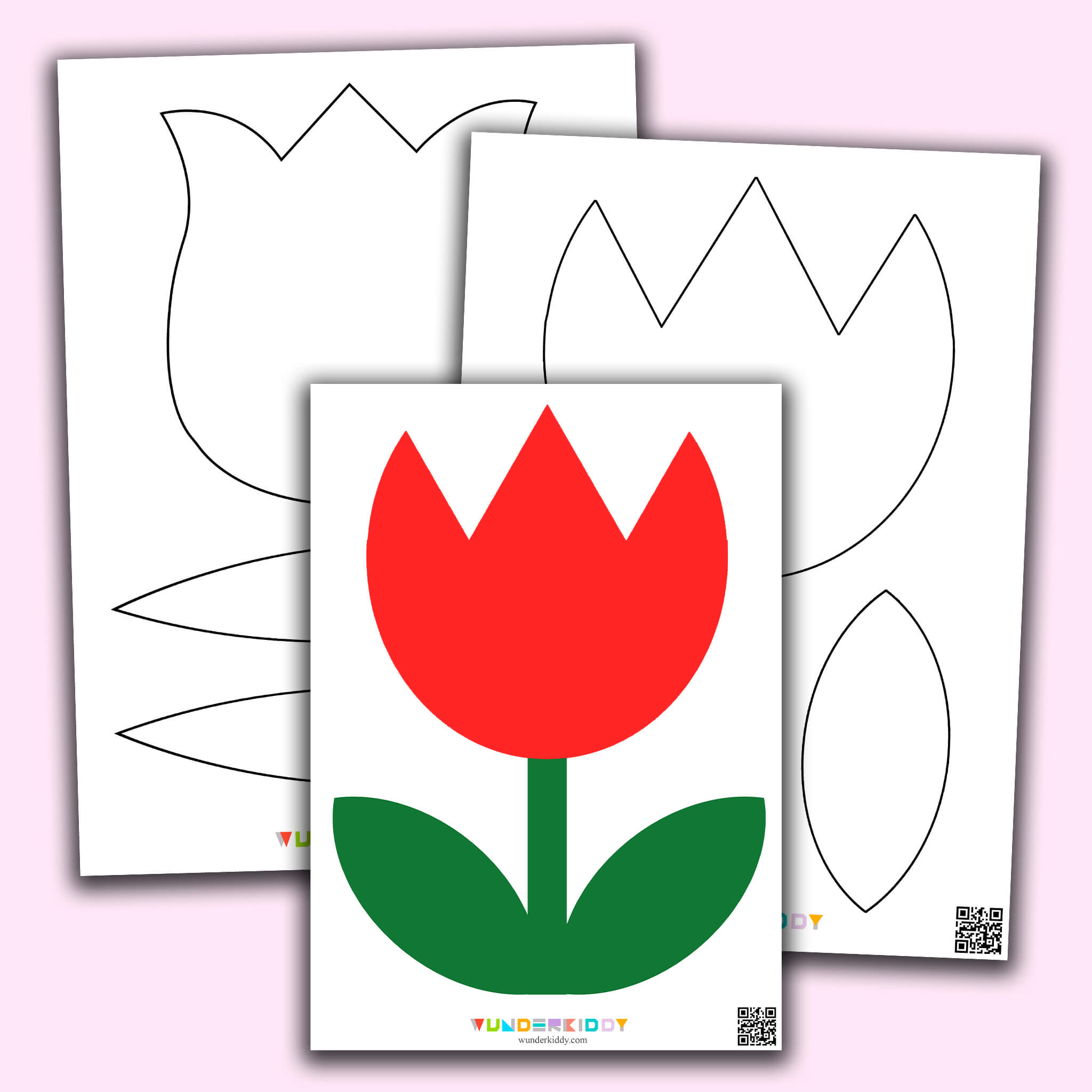 Free printable tulip flower craft template for kindergarten