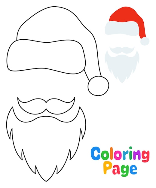 Premium vector coloring page with beard with christmas hat for kids