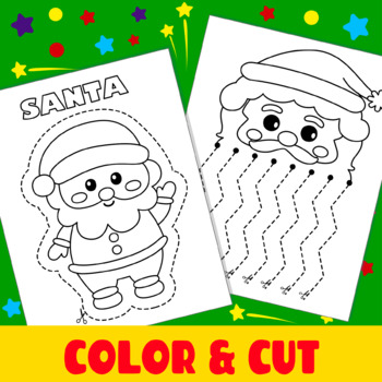 Scissor skills santas beard christmas cutting worksheets cut glue