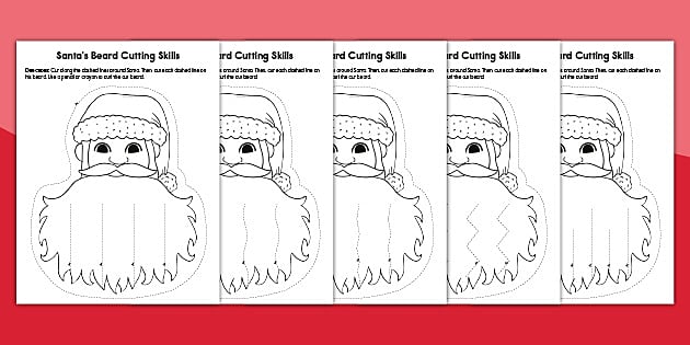 Santa beard cutting activity fine motor skills development