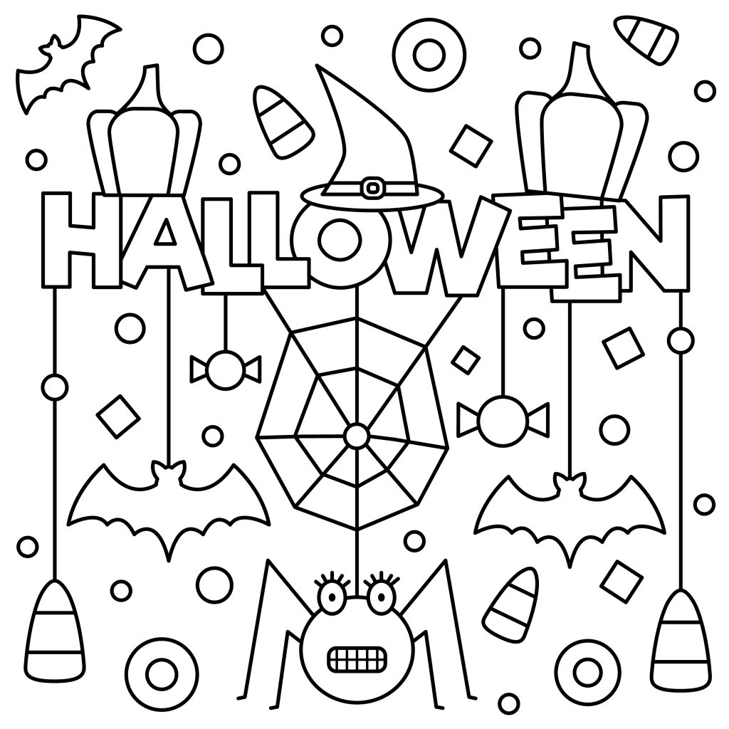 Adorable halloween colouring page printable