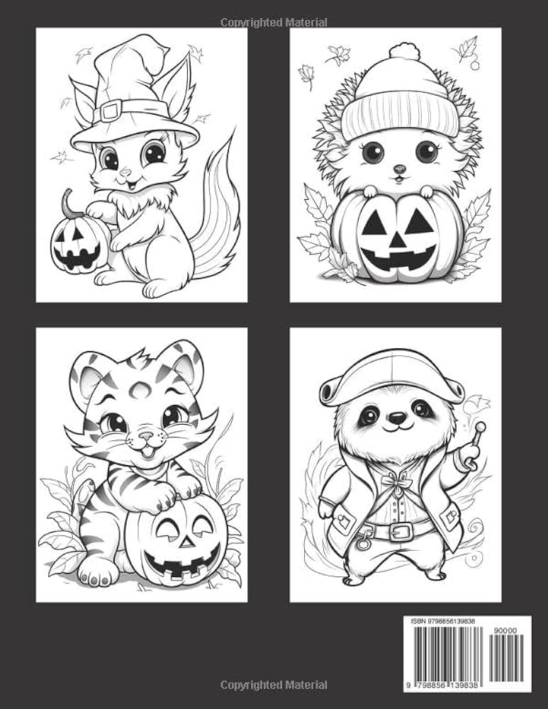 Kawaii animals halloween coloring book magical coloring fun for kids and adults adorable halloween kawaii publisher creativehue books