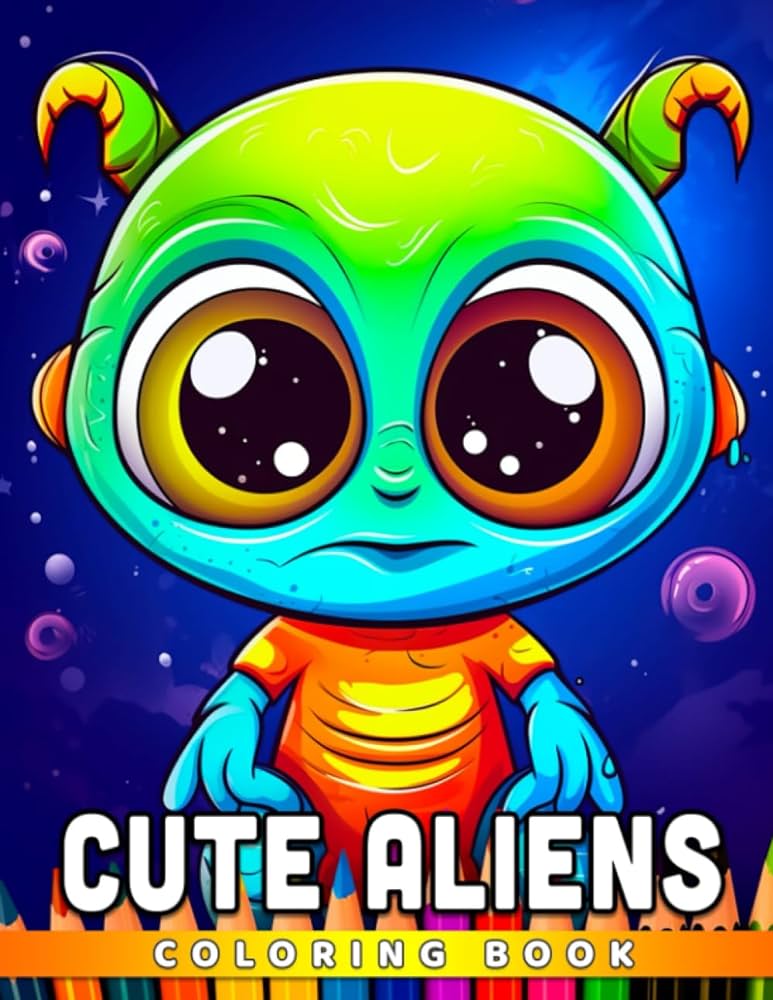 Cute aliens coloring book kawaii and adorable alien outter space coloring pages for kids stress and anxiety relieving luna sonia books