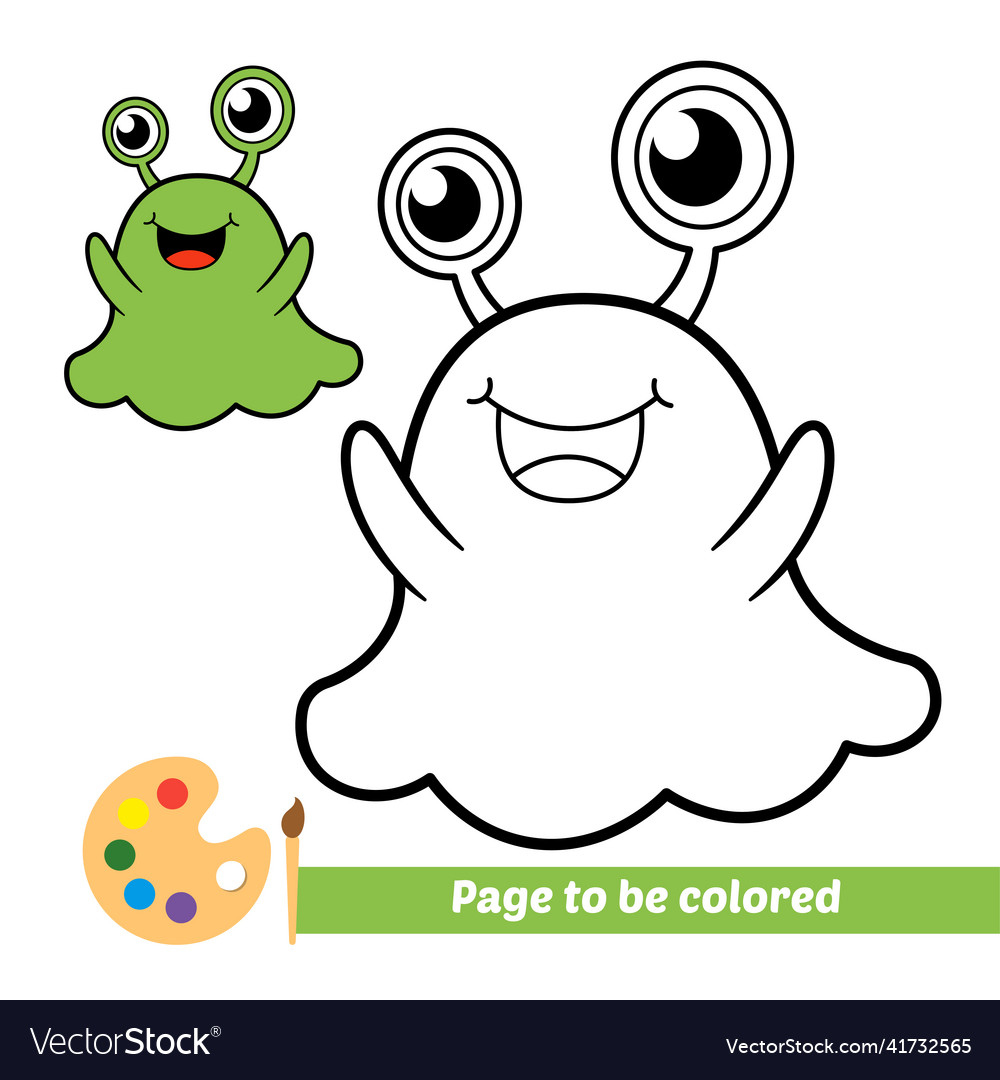 Coloring book for kids cute monster alien vector image