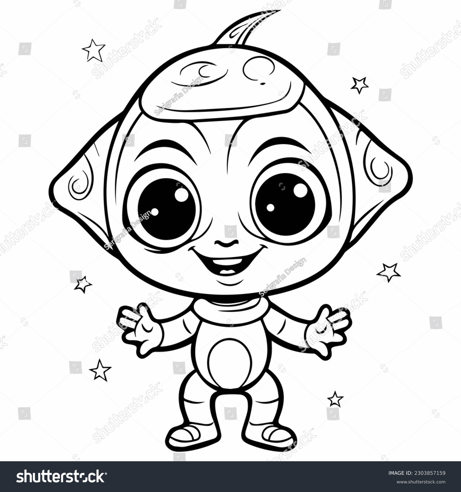 Cute baby alien coloring book coloring stock illustration