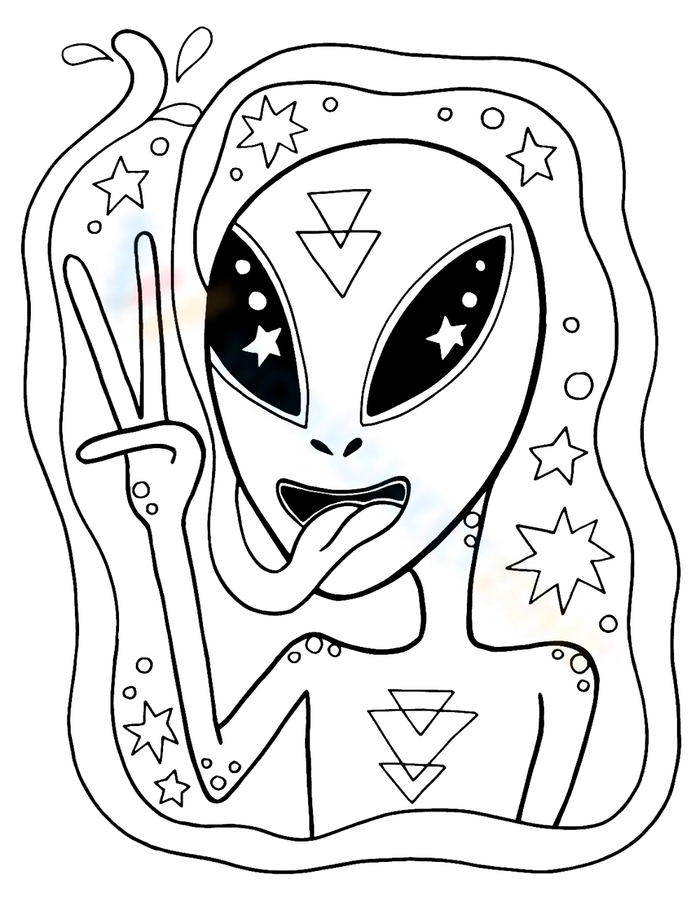 Trippy cute alien worksheet