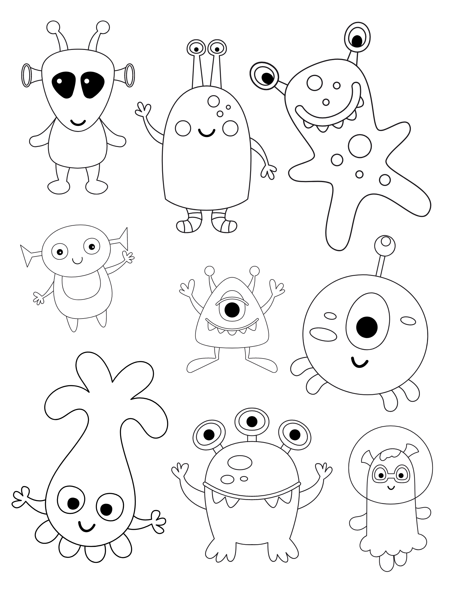 Free printable alien coloring pages for kids and adults