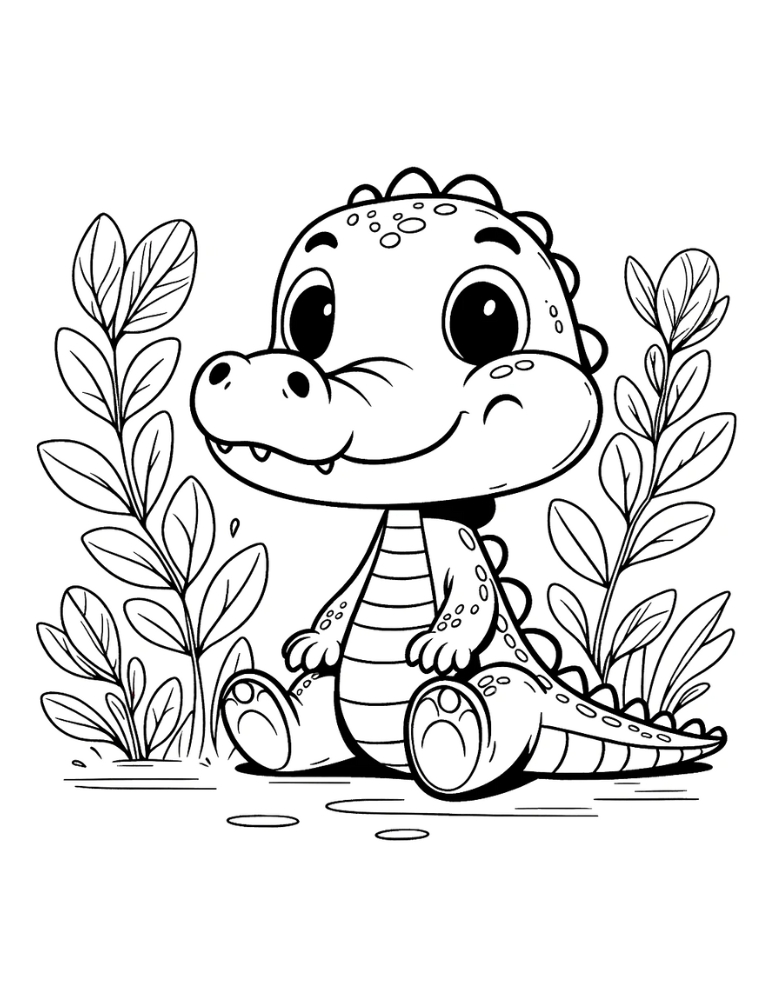 Alligator coloring pages for kids