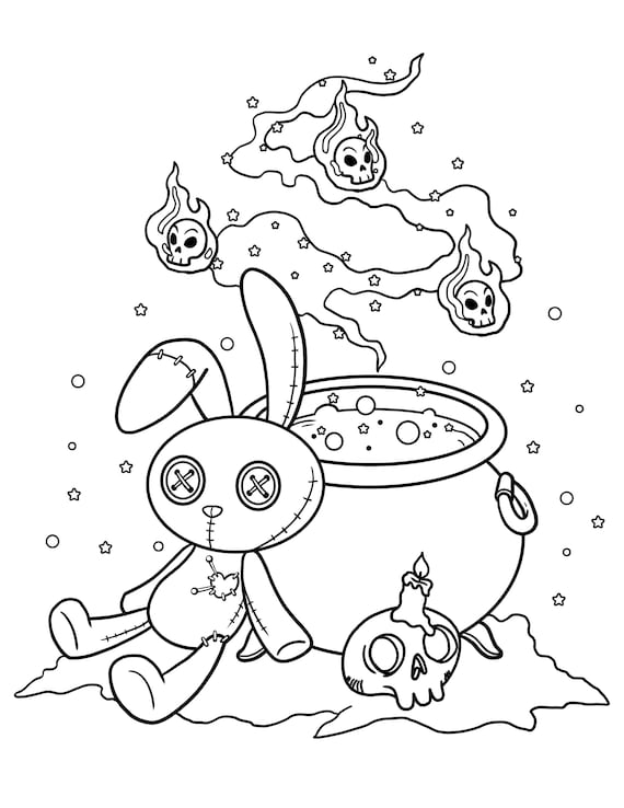 Pastel goth coloring pages creepy kawaii creepy cute kawaii coloring pages digital pdf download instant download