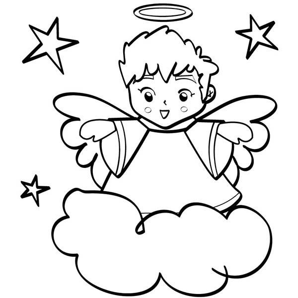 Cute angels boy wiht halo coloring page angel coloring pages coloring pages christmas coloring pages