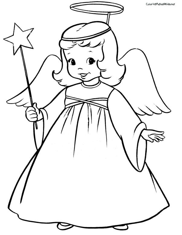 Free angel coloring pages letscoloringpages cute angel