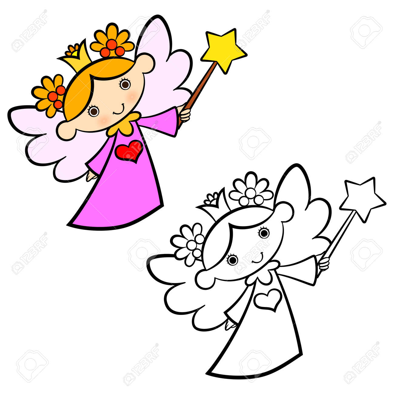 Cute fairy angel coloring book for kids royalty free svg cliparts vectors and stock illustration image