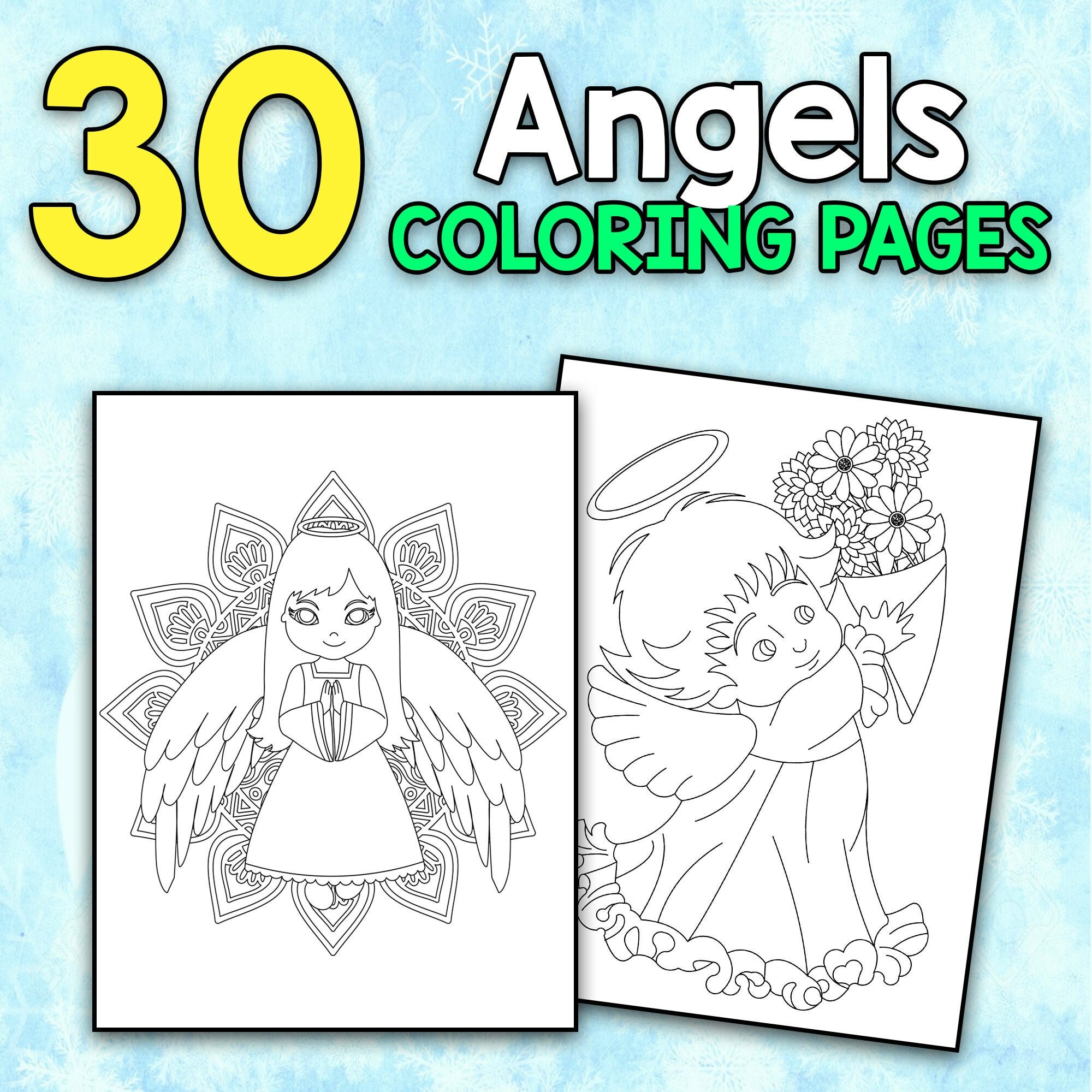 Best value angels coloring pages for adults gift for christian kids cute fantasy winged creatures coloring book instant download pdf