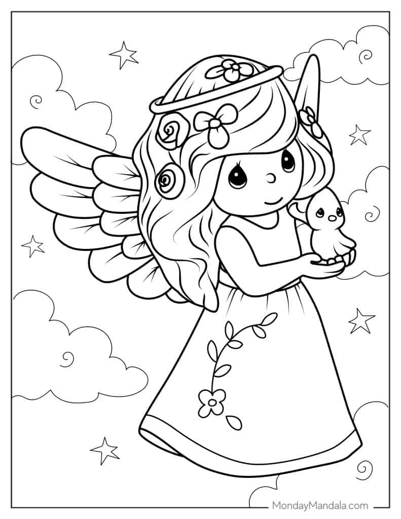 Angel coloring pages free pdf printables