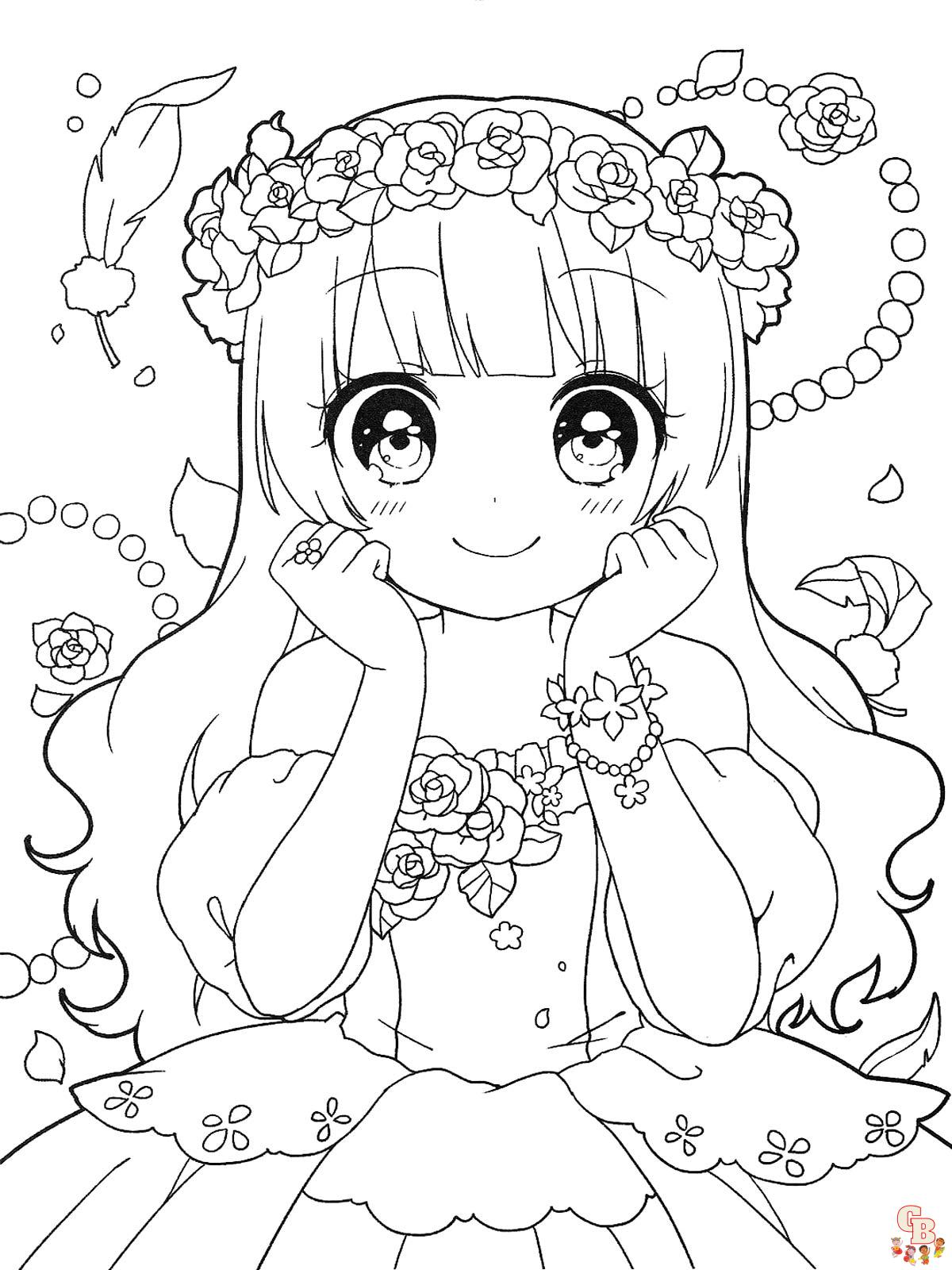 Free printable anime girl coloring pages by