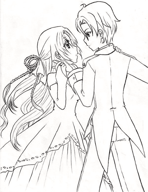 Anime couple coloring pages printable for free download