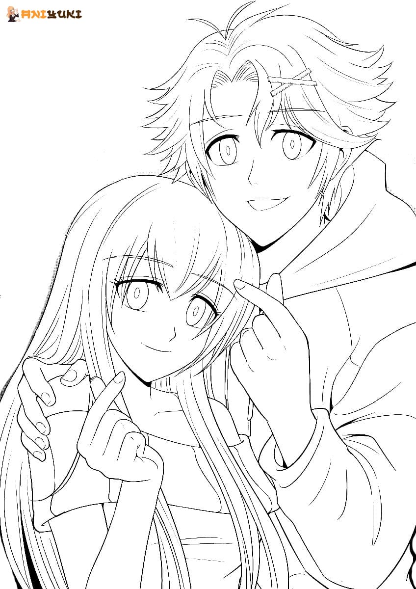 Anime couple coloring pages