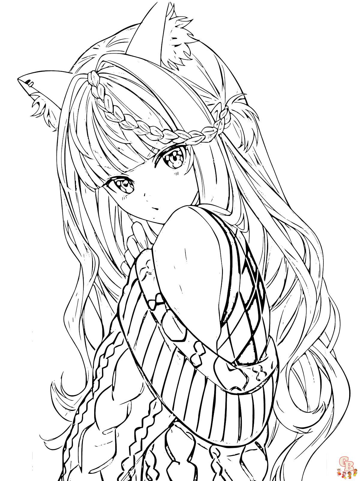 Free printable anime girl coloring pages by
