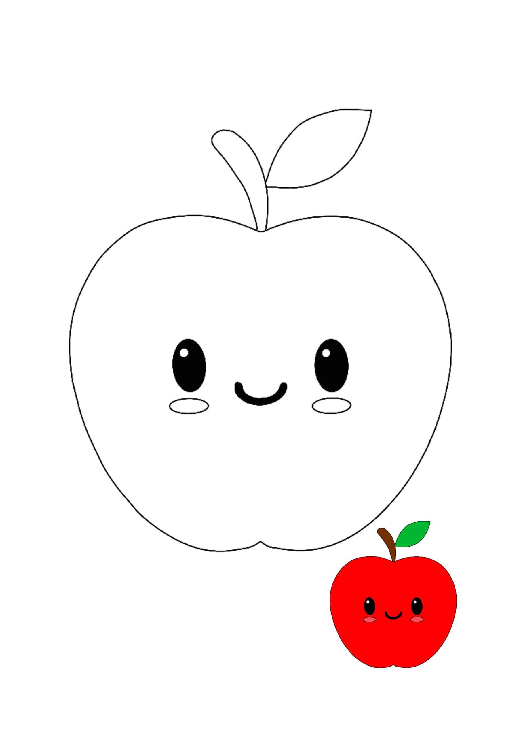 Kawaii apple coloring page with sample apple coloring pages kids colouring printables fruit coloring pages