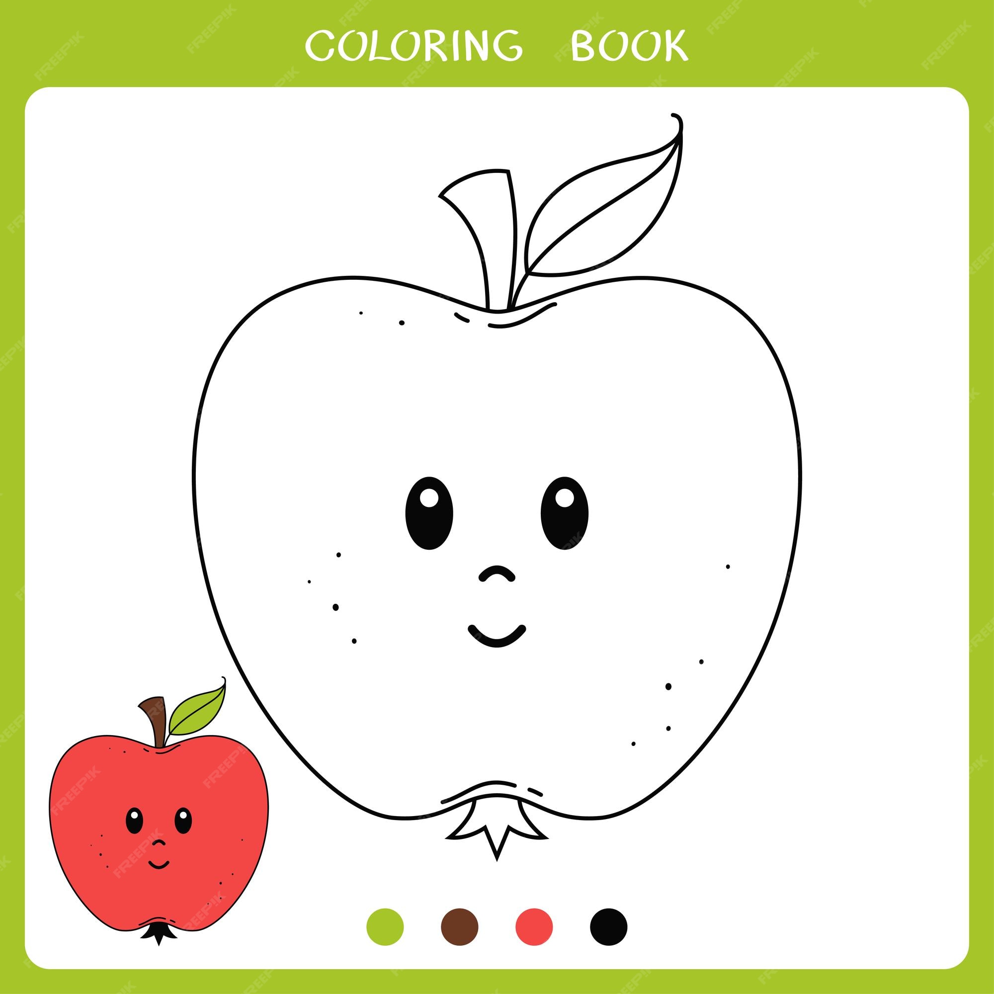 Premium vector vector illustration of cute apple for coloring book