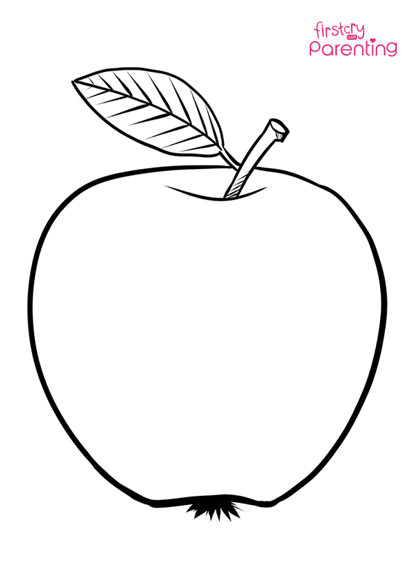 Cute apple coloring page for kids