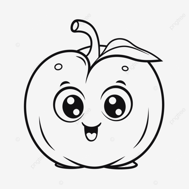 Cute apple face coloring pages outline sketch drawing vector apple drawing wing drawing face drawing png and vector with transparent background for free download