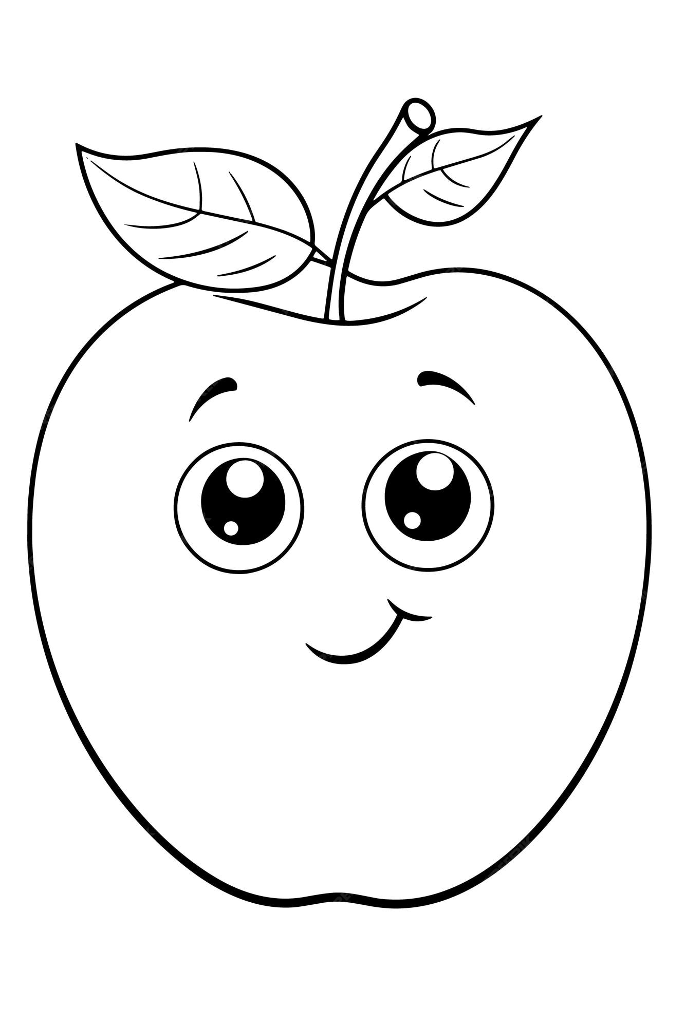 Premium vector cute apple coloring page