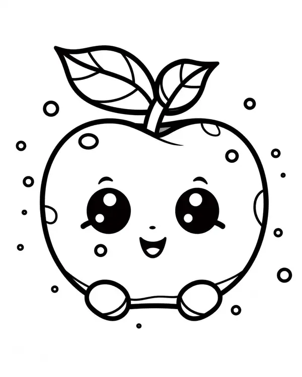 Ðï cute kawaii apple with leaves