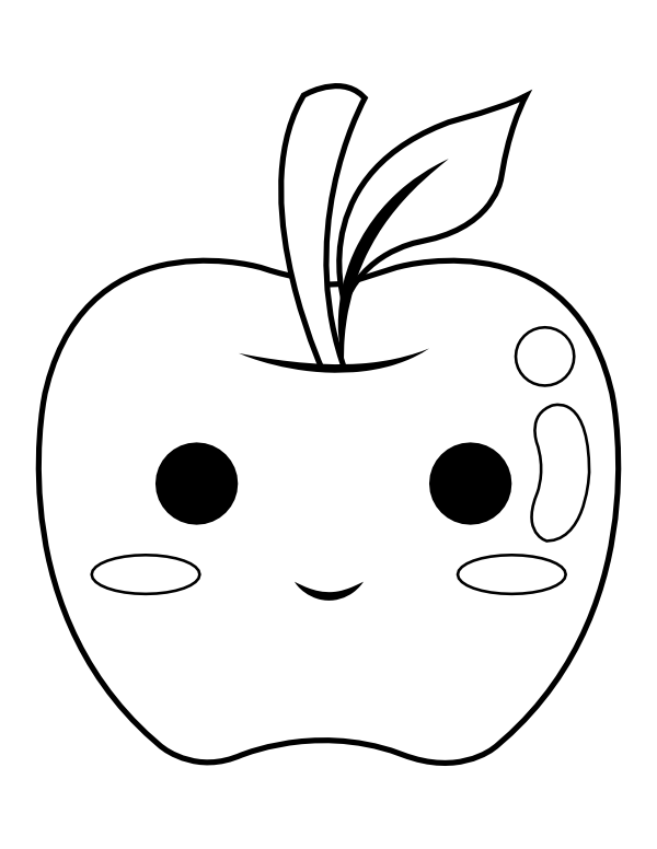 Printable kawaii apple coloring page apple coloring pages coloring pages apple coloring