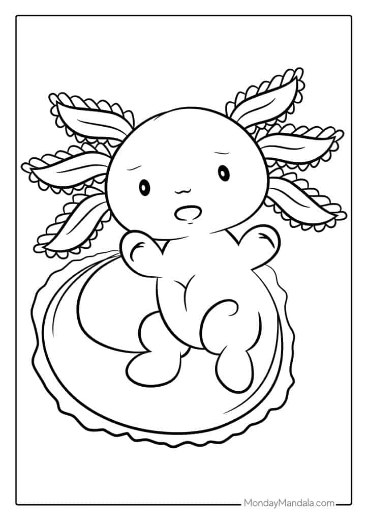 Axolotl coloring pages free pdf printables