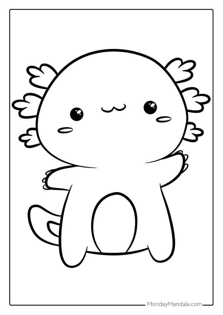 Axolotl coloring pages free pdf printables