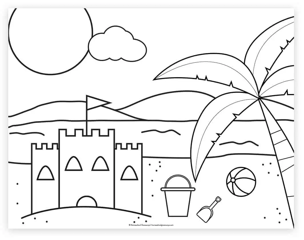 Beach coloring pages for kids to print for free