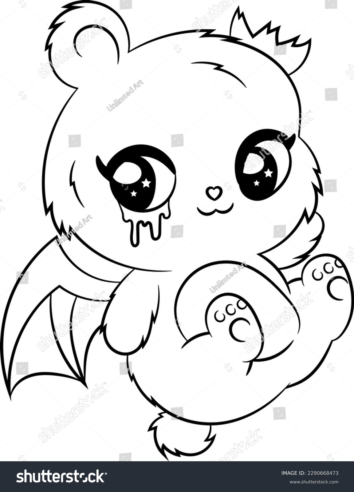 Creepy kawaii teddy bear coloring page stock vector royalty free