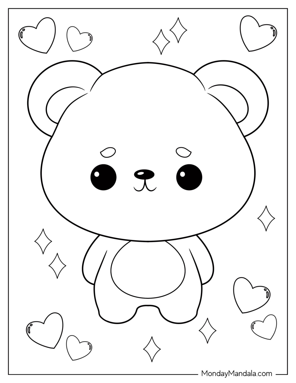 Bear coloring pages free pdf printables