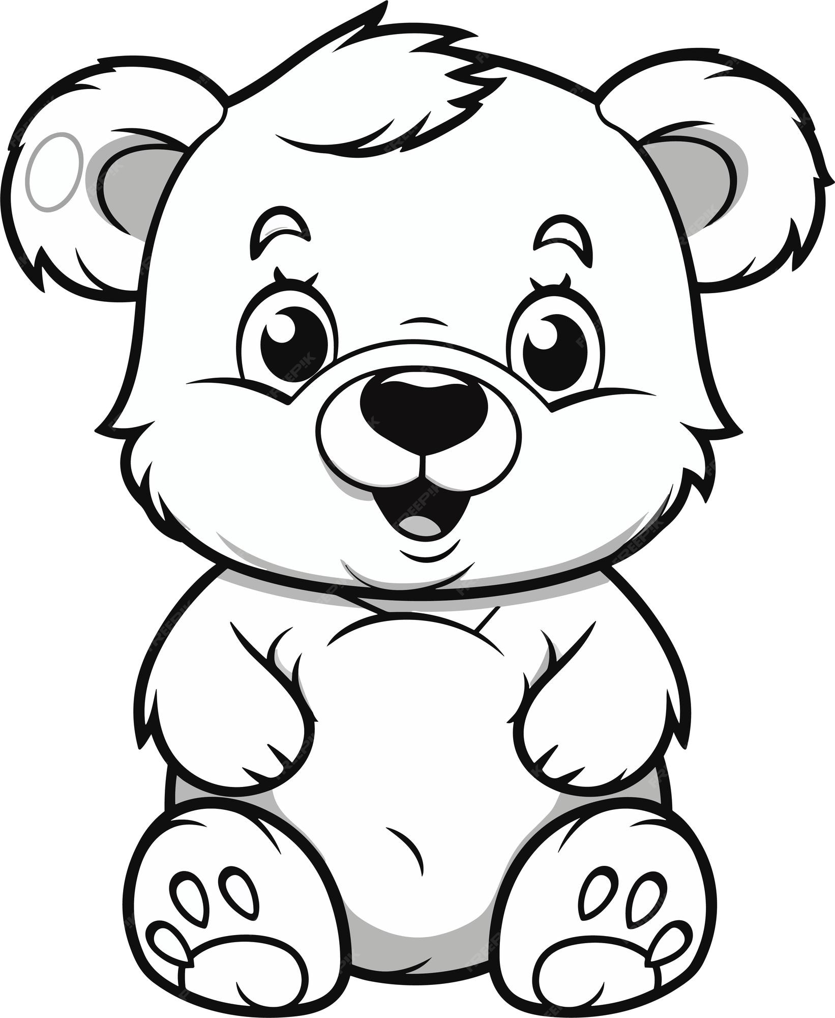 Premium vector a cute bear colouring pages for kids vector illustration