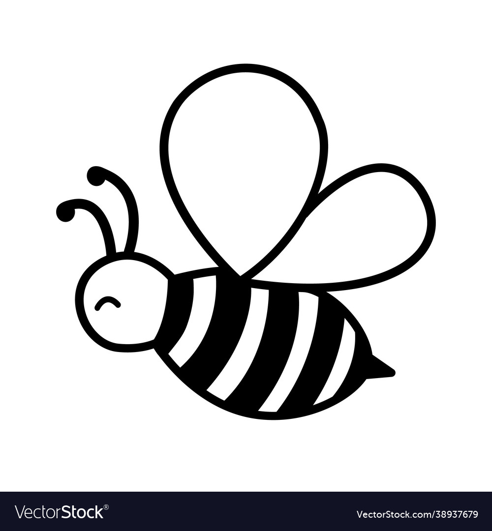 Honey bee for coloring page cute simple royalty free vector