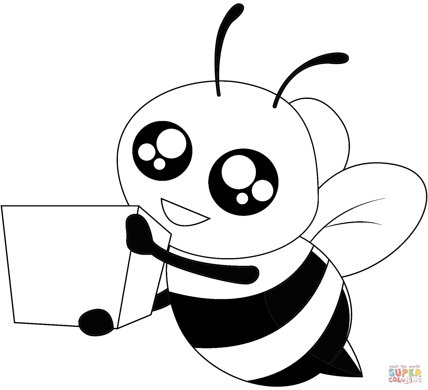 Bee with Heart coloring page  Free Printable Coloring Pages