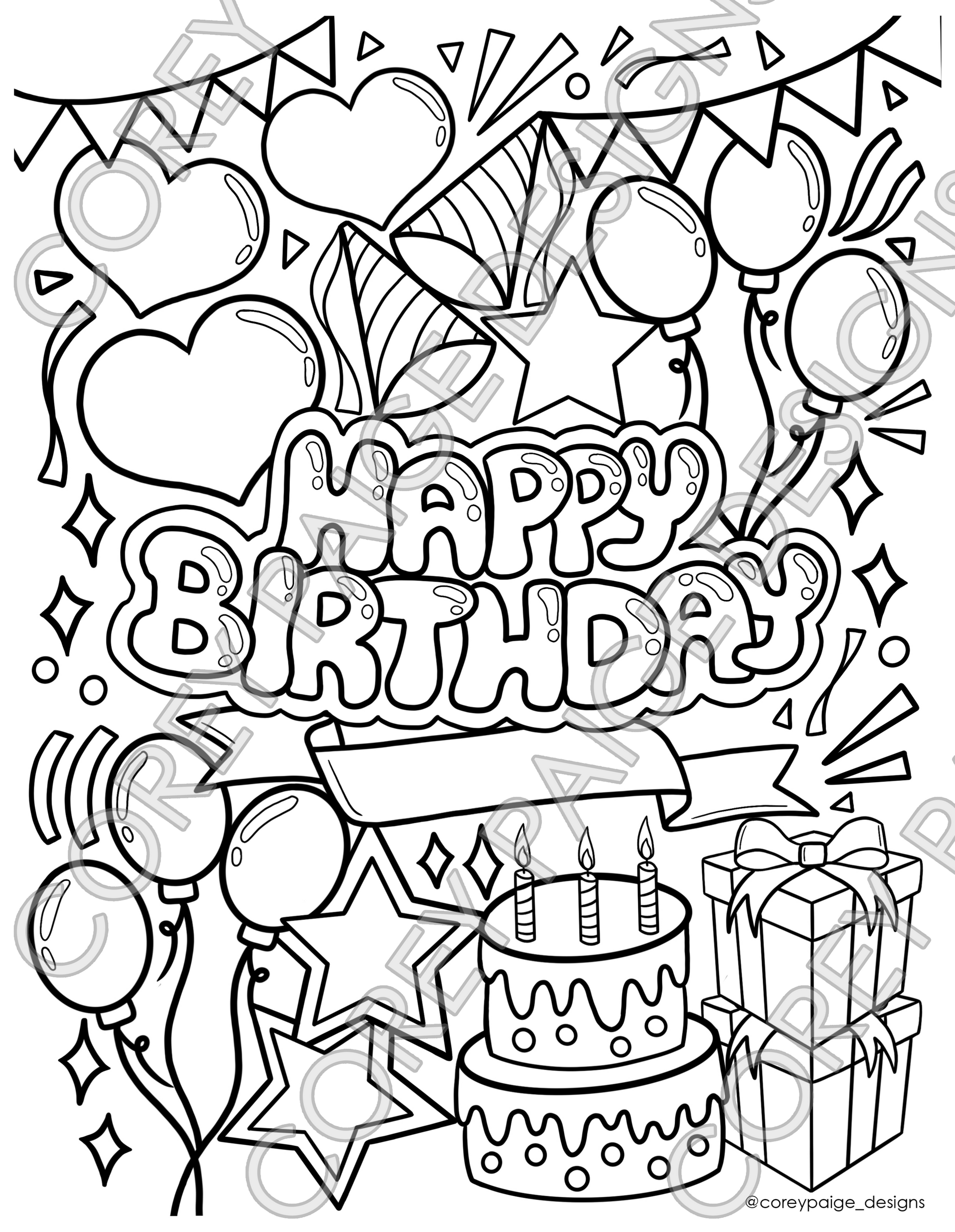 Happy birthday coloring sheet â