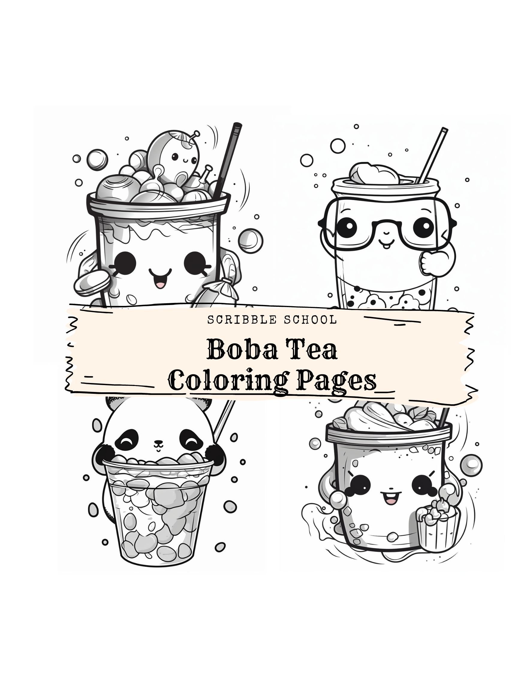 Boba tea coloring pages download now
