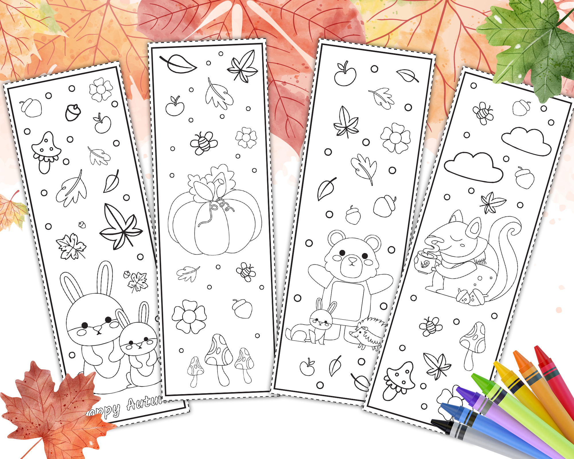 Pdf autumn bookmarks to color v printable fall themed activity for kids made by teachers