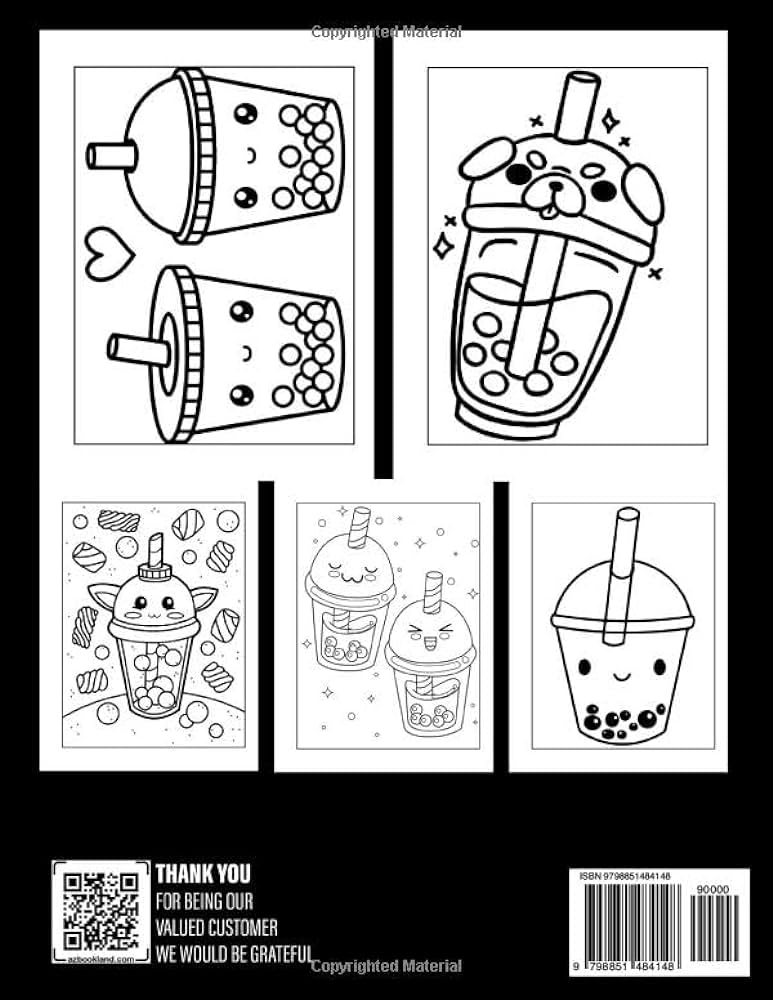 The boba coloring book cute bubble tea colouring pages with amazing illustrations for all ages boys girls relieving stress relaxation irwin rihanna books