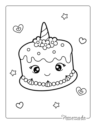 Birthday cake coloring pages for kids adults