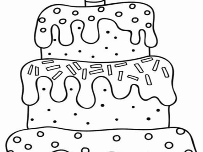 Free easy to print cake coloring pages